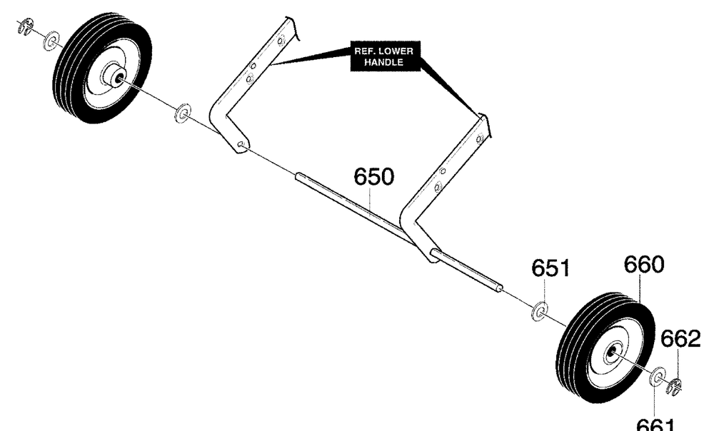 Wheels Diagram and Parts List for 620301X61NC 2004 Briggs and Stratton Snow Blower